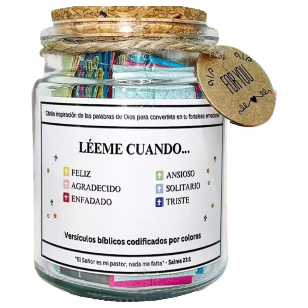 Frasco Bíblico | Versos de esperanza: Cada papelito es una semilla. Cada color, un propósito. Cada día, una bendición.
