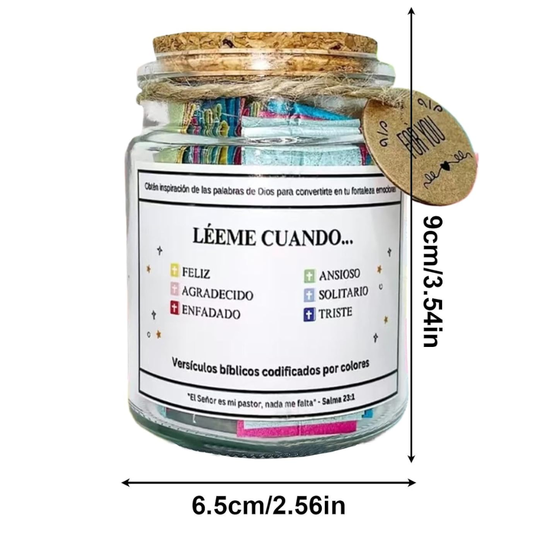 Frasco Bíblico | Versos de esperanza: Cada papelito es una semilla. Cada color, un propósito. Cada día, una bendición.